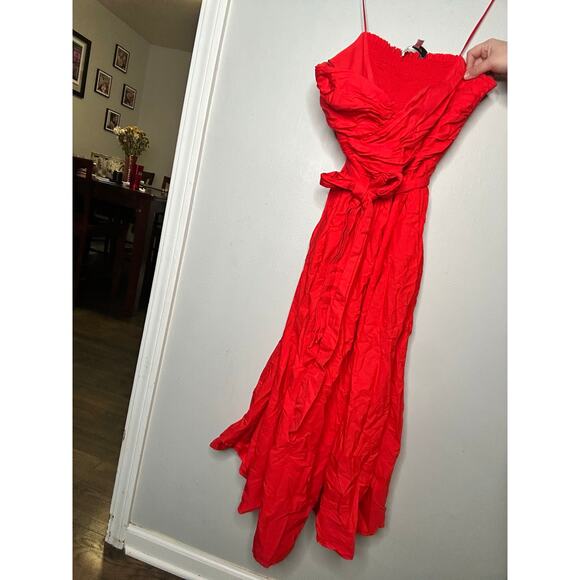 TOCCIN x RTR Red Sweetheart Neckline Strapless Flowy Skirt Midi Dress Size 14 - Picture 13 of 16
